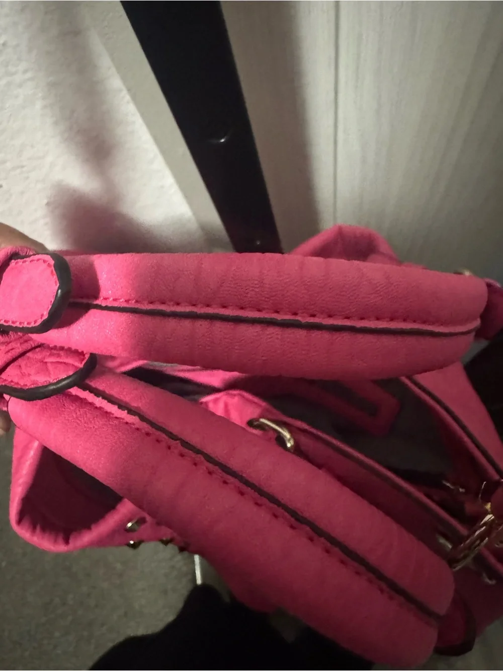 Hot Pink Studded Hobo Shoulder Bag